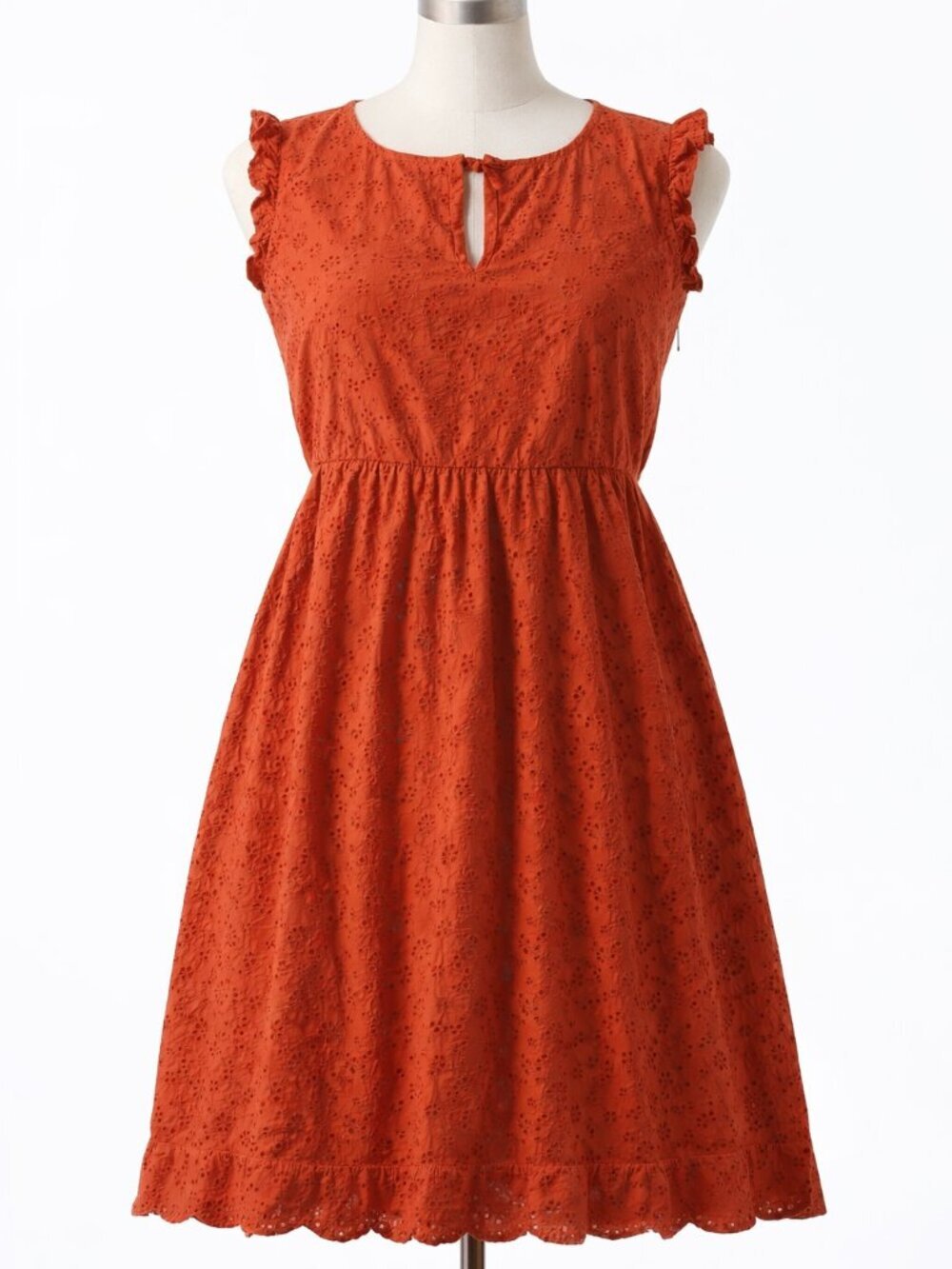 Knox Rose Rust Red Eyelet Mini Dress S Boho